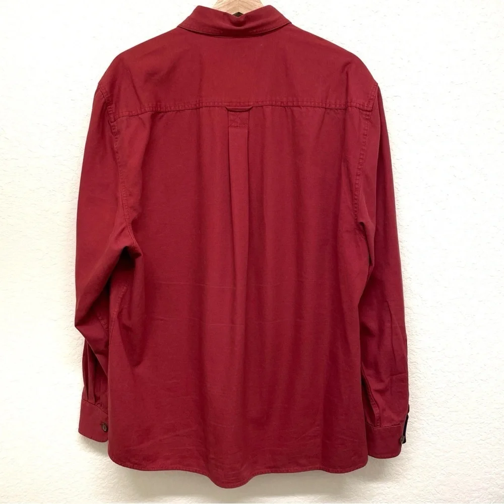 Beau Brummel Red Button-Up Long Sleeve Men’s 100% Cotton Shirt - Large